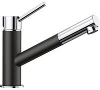 Blanco 526174 Kano-S Kitchen Sink tap with a Pull-Out spout Kano-S-black/chrome-526174, Silgranite Black/Chrome, Hochdruck