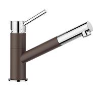 BLANCO KANO-S - Two-coloured Single-lever Kitchen Mixer Tap - with Pull-out Spray - Chrome / Brown - 525043