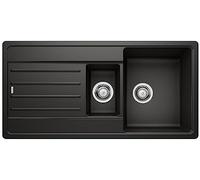 BLANCO Legra 6 S | SILGRANIT Granite Sink in Black | Installation Type: Inset Installation from Above | Reversible | for 60 cm Wide Base cabinets | Large Bowl | Easy-Care Surface | [100x50x20.2 cm]