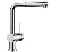 Blanco Linus-S-F, removable kitchen mixer / pre-window fitting with retractable hose shower, ideal for placing the sink in front of the window, surface chrome, low pressure, 1 piece, 514276