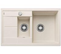 BLANCO METRA 6 S Compact | SILGRANIT Sink in Soft White | Installation Type: Inset Installation from Above | Reversible | for 60 cm Wide Base cabinets | Large Bowl | Easy to Clean | [78x50x20 cm]