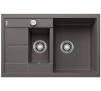 BLANCO METRA 6 S Compact | SILGRANIT Sink in Volcano Grey | Installation Type: Inset Installation from Above | Reversible | for 60 cm Wide Base cabinets | Large Bowl | Easy to Clean | [78x50x20 cm]