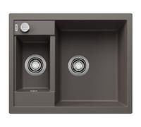 BLANCO METRA 6 | SILGRANIT Sink in Volcano Grey | Installation Type: Inset Installation from Above | Reversible | for 60 cm Wide Base cabinets | User-Friendly Double Bowl | [61.5x50x20 cm]