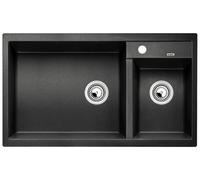 BLANCO METRA 9 | SILGRANIT Sink in Anthracite | Installation Type: Inset Installation from Above | Main Bowl on The Left | for 90 cm Wide Base cabinets | User-Friendly Double Bowl | [86x50x20.2 cm]