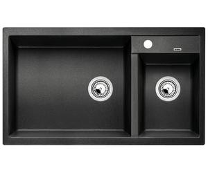 BLANCO METRA 9 | SILGRANIT Sink in Anthracite | Installation Type: Inset Installation from Above | Main Bowl on the Left | for 90 cm Wide Base cabinets | User-Friendly Double Bowl | [86x50x20.2 cm]
