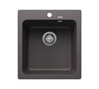 BLANCO NAYA 45 | SILGRANIT Sink in Rock Grey | Installation Type: Inset Installation from Above | for 45 cm Wide Base cabinets | Spacious Bowl Volume | Easy-Care Surface | [46.5x51x21.2 cm]