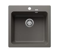 BLANCO NAYA 5 | SILGRANIT Sink in Volcano Grey | Installation Type: Inset Installation from Above | for 50 cm Wide Base cabinets | Spacious Bowl Volume | Easy-Care Surface | [51.5x51x21.2 cm]