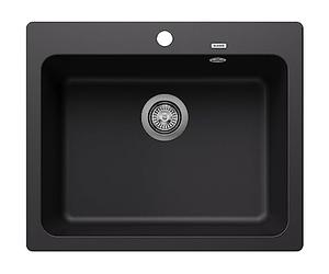 BLANCO NAYA 6 | SILGRANIT Sink in Black | Installation Type: Inset Installation from Above | for 60 cm Wide Base cabinets | Spacious Bowl Volume | Easy-Care Surface | [61.5x51x21.2 cm]