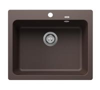 BLANCO NAYA 6 | SILGRANIT Sink in café | Installation Type: Inset Installation from Above | for 60 cm Wide Base cabinets | Spacious Bowl Volume | Easy-Care Surface | [61.5x51x21.2 cm]