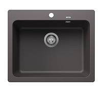 BLANCO NAYA 6 | SILGRANIT Sink in Rock Grey | Installation Type: Inset Installation from Above | for 60 cm Wide Base cabinets | Spacious Bowl Volume | Easy-Care Surface | [61.5x51x21.2 cm]