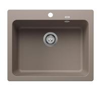 BLANCO NAYA 6 | SILGRANIT Sink in Tartufo | Installation Type: Inset Installation from Above | for 60 cm Wide Base cabinets | Spacious Bowl Volume | Easy-Care Surface | [61.5x51x21.2 cm]
