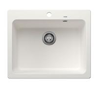 BLANCO NAYA 6 | SILGRANIT Sink in White | Installation Type: Inset Installation from Above | for 60 cm Wide Base cabinets | Spacious Bowl Volume | Easy-Care Surface | [61.5x51x21.2 cm]
