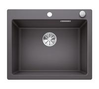 BLANCO PLEON 6 | SILGRANIT Sink in Rock Grey | Installation Type: Inset Installation from Above | for 60 cm Wide Base cabinets | Maximum Volume Thanks to The Extra-deep Bowl | [61.5x51x23.2 cm]