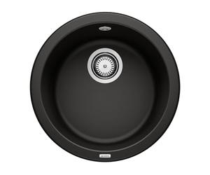 BLANCO Rondo | SILGRANIT Sink in Black | Installation Type: Inset Installation from Above | for 45 cm Wide Base cabinets | The Round, Individual Solution for Small Kitchens | Ø 45 cm
