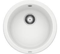 BLANCO Rondo | SILGRANIT Sink in White | Installation Type: Inset Installation from Above | for 45 cm Wide Base cabinets | The Distinctive Round Solution for Small Kitchens | Ø 45 cm