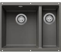 BLANCO ROTAN 340/160-U | SILGRANIT Sink in Volcano Grey | Installation Type: undermount Installation | Main Bowl on the Left | for 60 cm Wide Base cabinets | Spacious Bowl Volume | [55.5x46x20.2 cm]