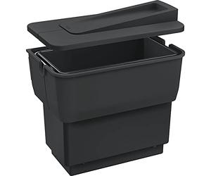 BLANCO SINGOLO | Waste bin System | for mounting on hinged Doors | 1 x 14 Litre Bucket | One Model for 45, 50 and 60 cm Base cabinets | Opens with The Cabinet Door | [36x22x36.5 cm]