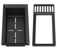 BLANCO Sink Drainer 2-in-1 | Black-Grey Plastic | Multifunctional Frame and Waste Bowl Combination with Integrated draining Area | for All Silgranit Sinks (40 cm Depth) | [18x39,5x10,3 cm]