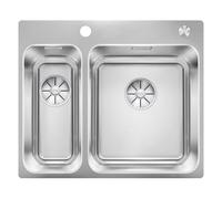 BLANCO Solis 340/180-IF/A Stainless Steel Sink, Installation Type: from Top and Flush Basin, Right Main Basin, for 60 cm Wide Base Cabinets, Resistant to Scratches