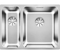 BLANCO Solis 340/180-IF Stainless Steel Sink, Installation Type: from Top and Flush Basin, Right Main Basin, for 60 cm Wide Base Cabinets, Resistant to Scratches