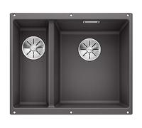 BLANCO SUBLINE 340/160-U - Undermount Double Bowl Kitchen Sink for 60 cm Wide Base Units - Made of SILGRANIT - Grey - 523559