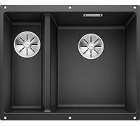 BLANCO SUBLINE 340/160-U - Undermount Double Bowl Kitchen Sink for 60 cm Wide Base Units - Made of SILGRANIT - Grey - 523558, 340/160 mm Beckenbreite