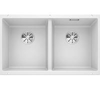 BLANCO SUBLINE 350/350-U - Undermount Double Bowl Kitchen Sink for 80 cm Wide Base Units - Made of SILGRANIT - White - 523578