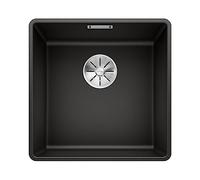 BLANCO SUBLINE 400-F | SILGRANIT Sink in Black | Installation Type: flushmount Installation | for 50 cm Wide Base cabinets | Spacious Bowl Volume | Easy-Care Surface | [42.7x42.7x20.2 cm]