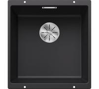 BLANCO SUBLINE 400-U | SILGRANIT Sink in Black | Installation Type: undermount Installation | for 50 cm Wide Base cabinets | One Cut-Out and only one Installation | [43x46x20.2 cm]