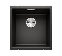 BLANCO SUBLINE 400-U | SILGRANIT Sink in Black | Installation Type: undermount Installation | for 50 cm Wide Base cabinets | One Cut-Out and only one Installation | [43x46x20.2 cm]