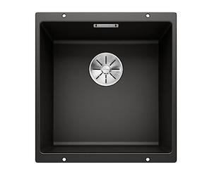 BLANCO SUBLINE 400-U | SILGRANIT Sink in Black | Installation Type: undermount Installation | for 50 cm Wide Base cabinets | One Cut-Out and only one Installation | [43x46x20.2 cm]