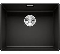 BLANCO SUBLINE 500-F | SILGRANIT Sink in Black | Installation Type: flushmount Installation | for 60 cm Wide Base cabinets | Spacious Bowl Volume | Easy-Care Surface | [52.7x42.7x20.2 cm]