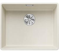 BLANCO SUBLINE 500-F Granite Sink Made of Silgranit Soft White | Installation Type: Flush-Mounted | for 60 cm-Wide Base Cabinets | Large Basin Volume for Optimal Use | Easy-to-Clean Surface