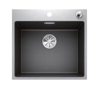 BLANCO Subline 524111 500-IF/A Steel Frame Sink/Silgranit PuraDur Anthracite with InFino System and Drain Control, Charcoal, 500mm SteelFrame mit Exzenter