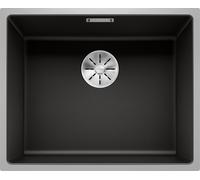 BLANCO SUBLINE 500-IF SteelFrame | SILGRANIT Sink in Black | for 60 cm Wide Base cabinets | Framed in Stainless Steel | Without tap Ledge | Without Remote Waste Control | [54.3x44.3x20.3 cm]