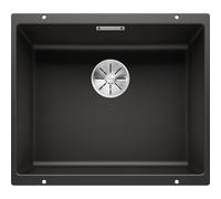 BLANCO SUBLINE 500-U Granite Sink Made of Silgranit Black Installation Type: Undermount for 60 cm-Wide Base Cabinets 2-in-1 Basin Shape: Two Basins, One Cut-Out and Only Once Mounted