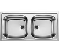 BLANCO TOP EZ 8 x 4 | Stainless Steel Sink | Installation Type: Installation from Top | Reversible | for 90 cm Wide Base Cabinets | 1 ½ Inch Stainless Steel Spout | Kitchen Sink 86 x 43.5 cm