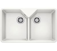 Blanco VILLAE Ceramic Crystal White Gloss Farmhouse 2 Bowl Belfast Kitchen Sink
