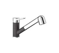 BLANCO WEGA-S II | Kitchen Mixer tap in Anthracite/Chrome | High-Pressure | with Pull-Out Hose | Non-Return Valve | Ceramic Cartridge | Assured Water Quality & Water-Saving | [4.8x25.2x18.5 cm]