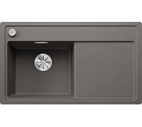 BLANCO Zenar 45 S-F | Granite Sink Made of SILGRANIT Vulcan Grey | Installation Type: flushmount | Main Bowl Left | for 45 cm Wide Base cabinets | Large Bowl | Easy to Clean | [84.8x49.8x20.2 cm]