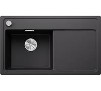 BLANCO Zenar 45 S-F | SILGRANIT Granite Sink in Black | Installation Type: flushmount | Main Bowl on The Left | for 45 cm Wide Base cabinets | Large Bowl | Easy to Clean | [84.8x49.8x20.2 cm]