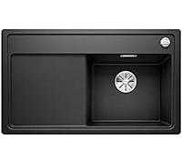 BLANCO Zenar 45 S-F | SILGRANIT Granite Sink in Black | Installation Type: flushmount | Main Bowl on The Right | for 45 cm Wide Base cabinets | Large Bowl | Easy to Clean | [84.8x49.8x20.2 cm]