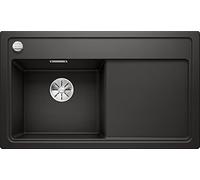 BLANCO Zenar 45 S | SILGRANIT Sink in Black | Installation Type: Inset Installation from Above | Main Bowl on The Left | for 45 cm Wide Base cabinets | Large Bowl | Easy to Clean | [86x51x20.2 cm]