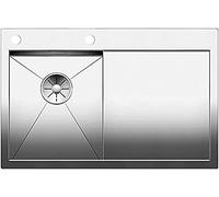 BLANCO Zerox 4 S-IF 521622 Kitchen Sink Left Basin for Normal and Flush Installation Zero Radius Design InFino Spout Stainless Steel Silk Gloss