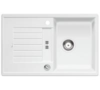 BLANCO ZIA 45 S | SILGRANIT Granite Sink in White | Installation Type: Inset Installation from Above | Reversible | for 45 cm Wide Base cabinets | Large Bowl | Easy-Care Surface | [78x50x20.2 cm]