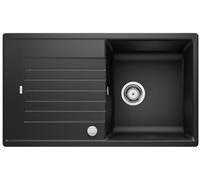 BLANCO ZIA 5 S | SILGRANIT Granite Sink in Black | Installation Type: Inset Installation from Above | Reversible | for 50 cm Wide Base cabinets | Large Bowl | Easy-Care Surface | [86x50x20.2 cm]