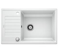BLANCO ZIA XL 6 S Compact - Rectangular Granite Kitchen Sink for 60 cm Base Units - with Extra Large Basin and Shortened Draining Board - Made of SILGRANIT - White - 523267