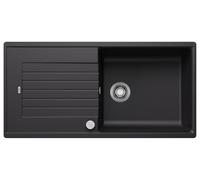 BLANCO ZIA XL 6 S | SILGRANIT Granite Sink in Black | Installation Type: Inset Installation from Above | Reversible | for 60 cm Wide Base cabinets | Large Bowl | Easy-Care Surface | [100x50x20.2 cm]