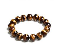 Blandinelove Beads Bracelet, Natural Tibetan Handmade Stretch Beaded Gemstone Bracelets for Men Women Girls, Yoga Healing Stress Relief Bangle with Gift Box and Bag, tiger eye