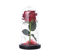 Blandoom 24K Golden Rose Roses In Glass Dome With Led Light Strip Single Roses Artificial Flowers Glass Rose Ornament Rose Garland Artificial Flower Gifts For Her Anniversary